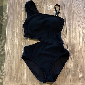 NWOT Michael Kors Black Asymmetrical One Piece Swimsuit
